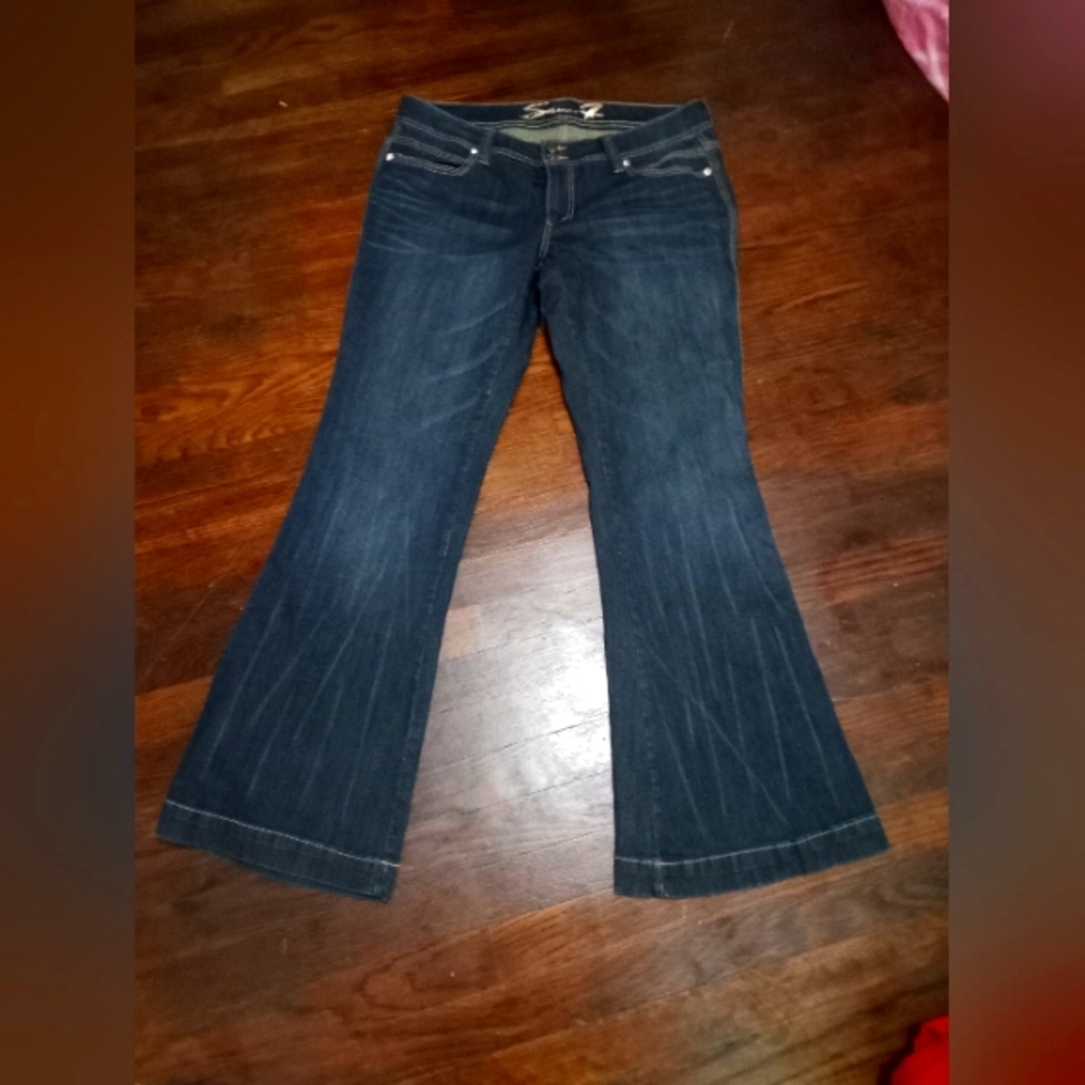Seven 7 jeans with with rhinestones on pockets flare jeans